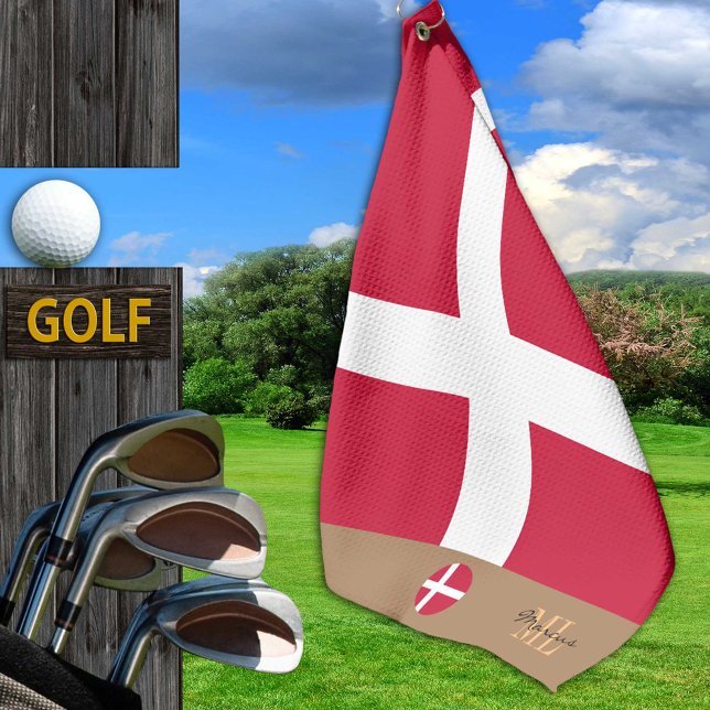 Danish flag & Denmark, monogrammed / Golf Towel (Creator Uploaded)