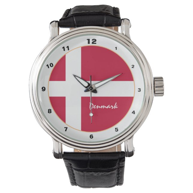 Danish Flag & Denmark trendy fashion /design Watch (Front)