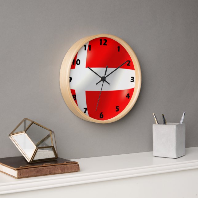 Danish Flag Design Wall Clock (Office)