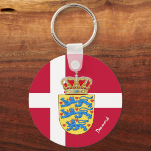 Danish flag, emblem & Denmark holiday / sports Key Ring
