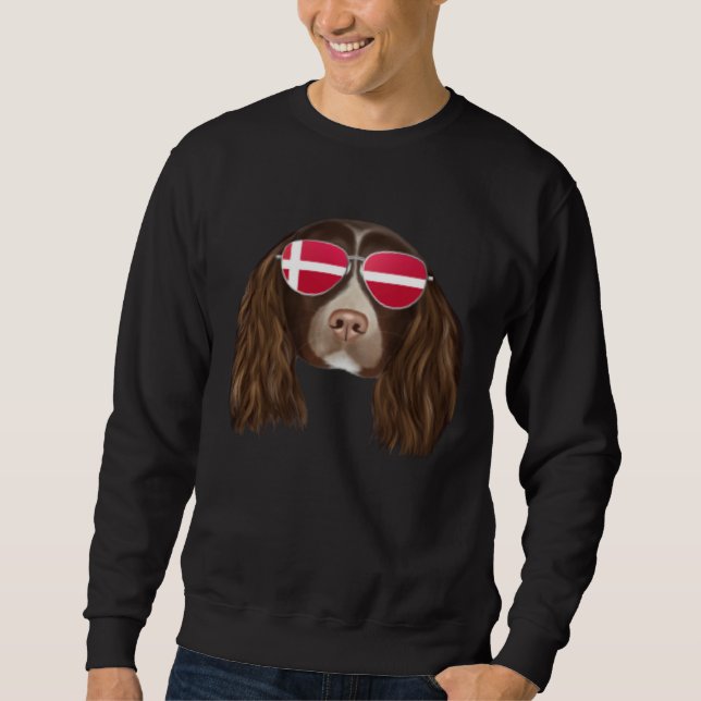 Danish Flag English Springer Spaniel Dog Denmark P Sweatshirt (Front)