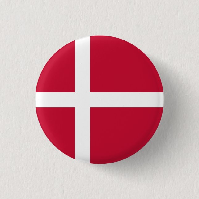 Danish Flag, Flag of Denmark 3 Cm Round Badge (Front)