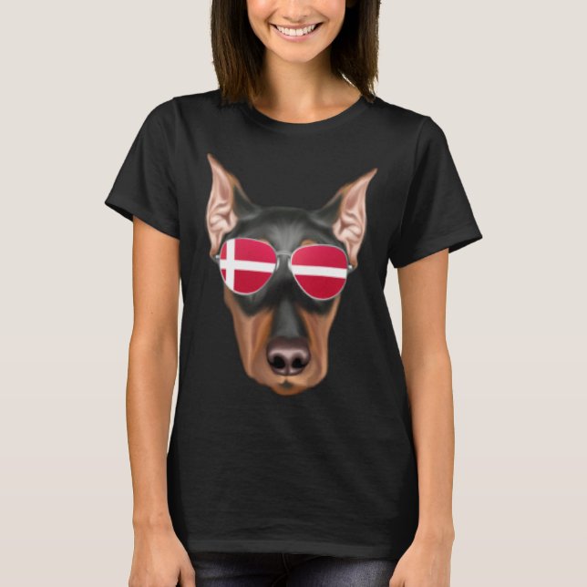 Danish Flag German Pinscher Dog Denmark Pocket T-Shirt (Front)