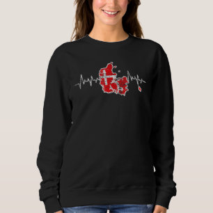 Danish Flag Heartbeat Denmark Sweatshirt