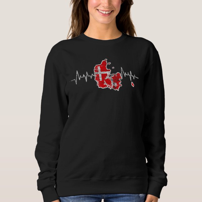 Danish Flag Heartbeat Denmark Sweatshirt (Front)