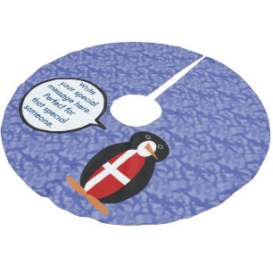 Danish Flag Holiday Ms. Penguin Talking Brushed Polyester Tree Skirt