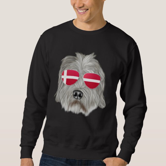 Danish Flag Irish Wolfhound Dog Denmark Pocket Sweatshirt (Front)