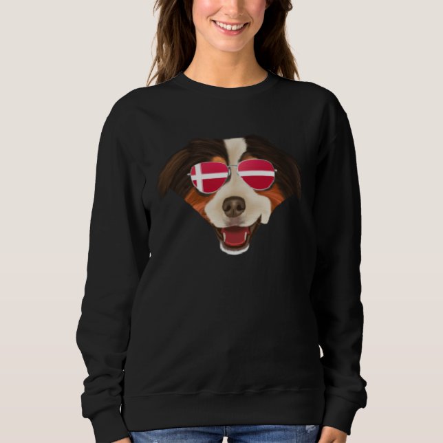 Danish Flag Miniature American Shepherd Dog Denmar Sweatshirt (Front)