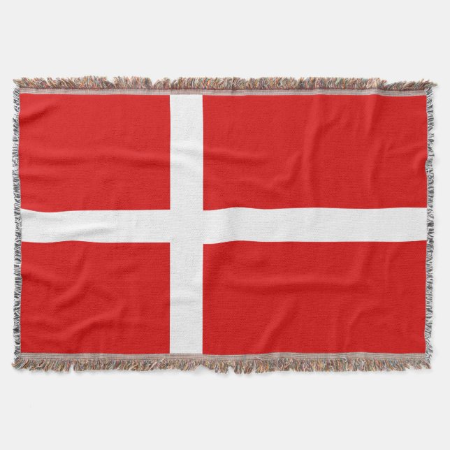 Danish flag of Denmark woven throw blanket (Front)