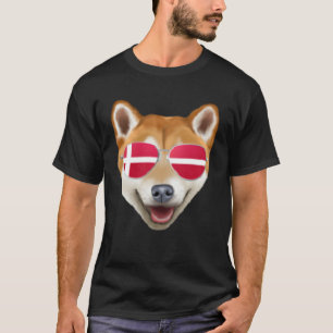 Danish Flag Shiba Inu Dog Denmark Pocket T-Shirt