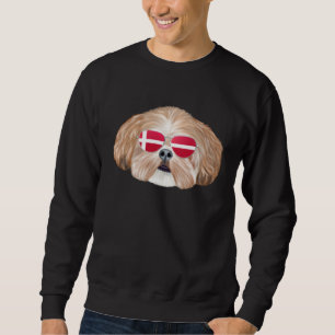 Danish Flag Shih Tzu Dog Denmark Pocket Sweatshirt