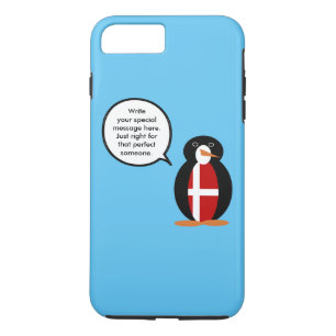 Danish Flag Talking Ms. Penguin Personalised iPhone 8 Plus/7 Plus Case