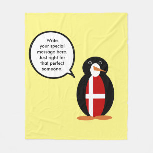 Danish Flag Talking Ms Penguin Personalised  Fleece Blanket