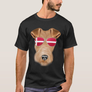 Danish Flag Wire Fox Terrier Dog Denmark Pocket T-Shirt