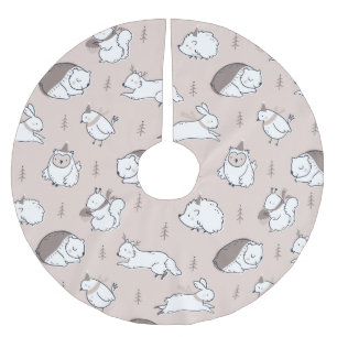 Danish forest animals Christmas tree accessory Brushed Polyester Tree Skirt