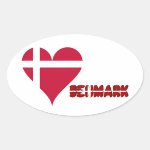 Danish heart oval sticker