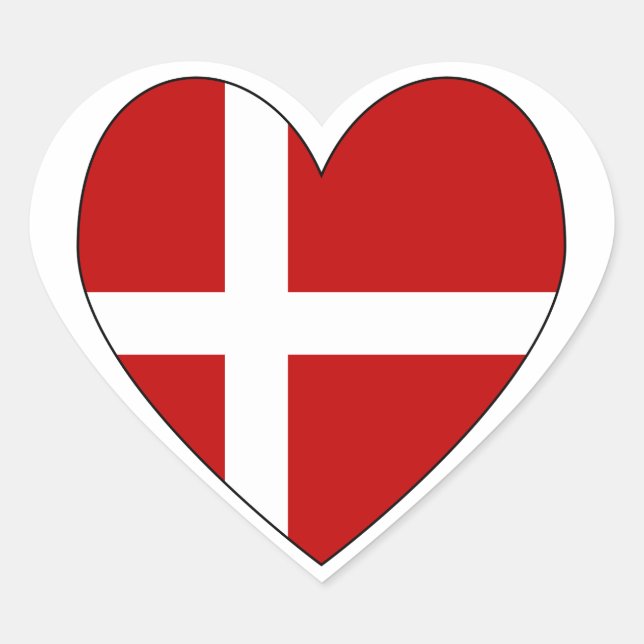 Danish Heart Valentine Flag Sticker (Front)