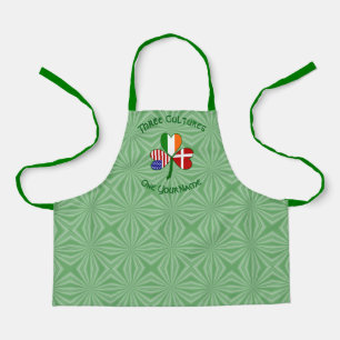 Danish Irish American Flag Shamrock  Apron