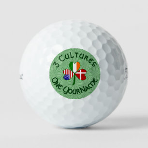 Danish Irish American Flag Shamrock Golf Balls