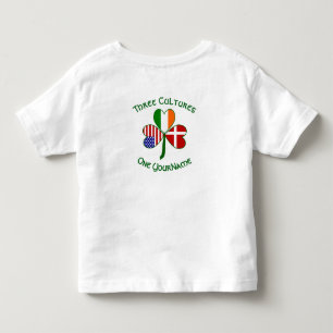 Danish Irish USA Flags Shamrock Personalised Toddler T-Shirt
