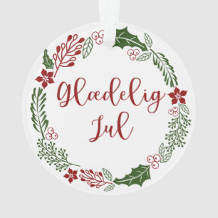 Danish Merry Christmas Wreath, Glædelig jul Ornament