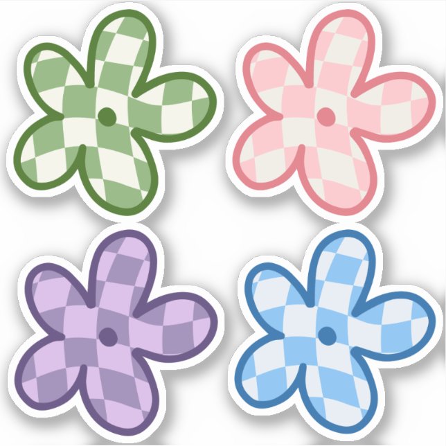 Danish Pastel Aesthetic Daisy Flower Stickers (Front)