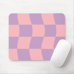Danish Pastel Pink Purple Wavy Checkerboard Mouse Pad