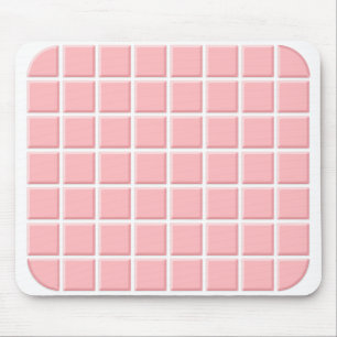 Danish Pastel Pink White 7x8 Faux Square Tiles Mouse Pad