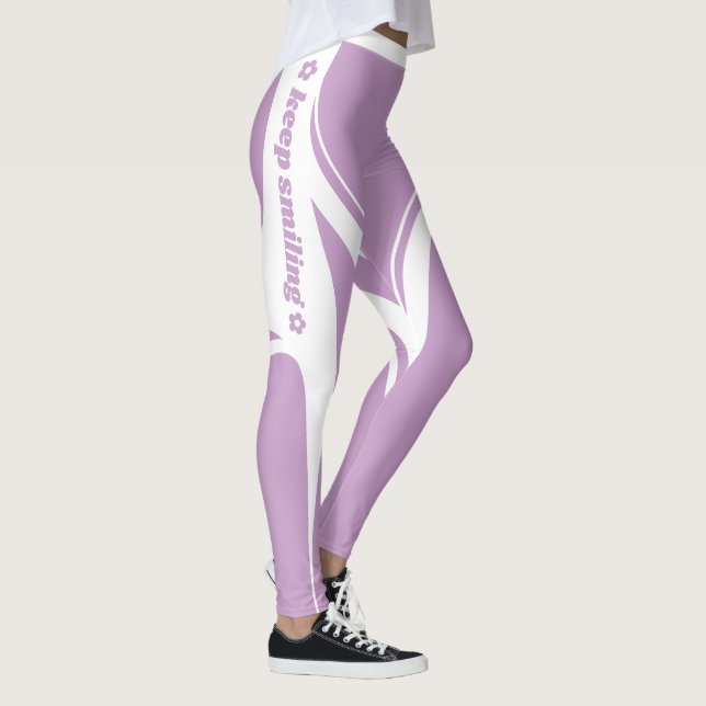 Danish Pastel Purple White Heart Butt Slogan Leggings (Right)