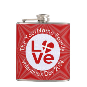 Danish Red LOVE Flag Personalised  Hip Flask