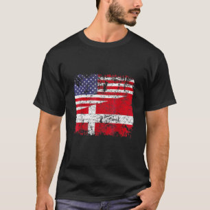 Danish Roots Half American Flag Denmark T-Shirt