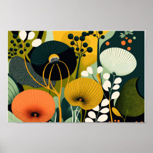 Danish Scandinavian Minimalist Modern Floral Art Poster