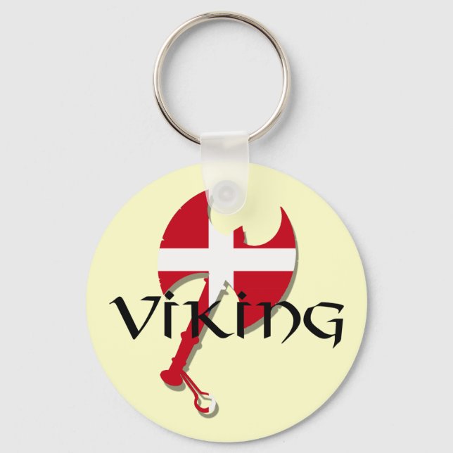 Danish Viking Denmark flag Axe Key Ring (Front)