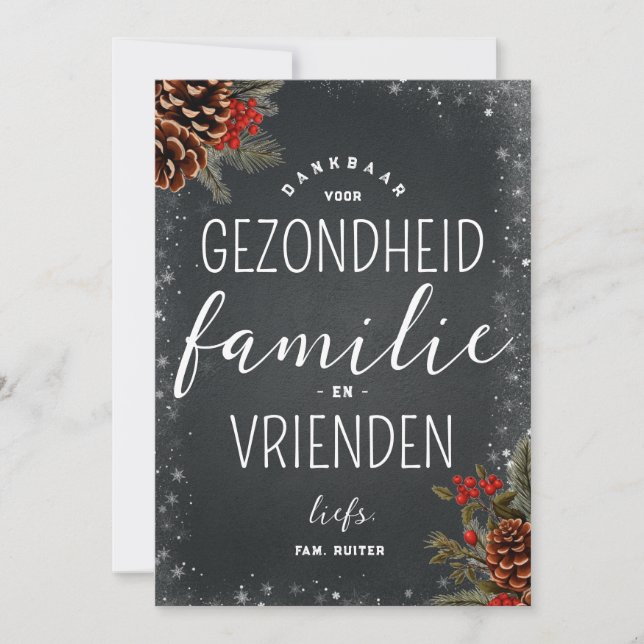 Dankbaar Gezondheid Familie Vrienden Kerstmis  Holiday Card (Front)