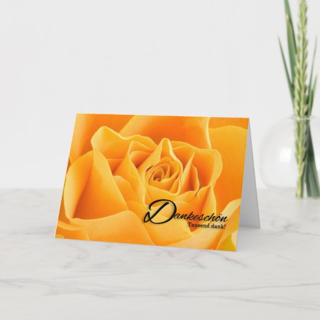 Danke Yellow Rose Blank German Thank You Card (Front)