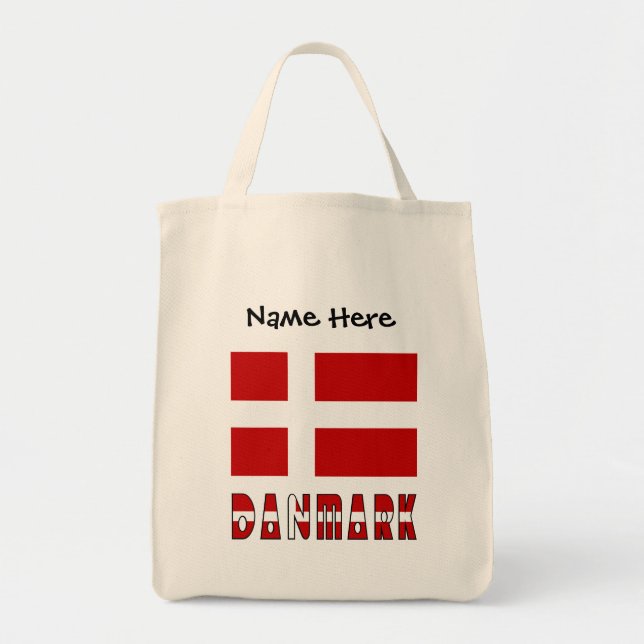 Danmark and Danish Flag Personalised  Tote Bag (Front)