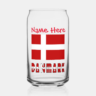 Danmark Dannebrog Flag Red Personalisation Can Glass