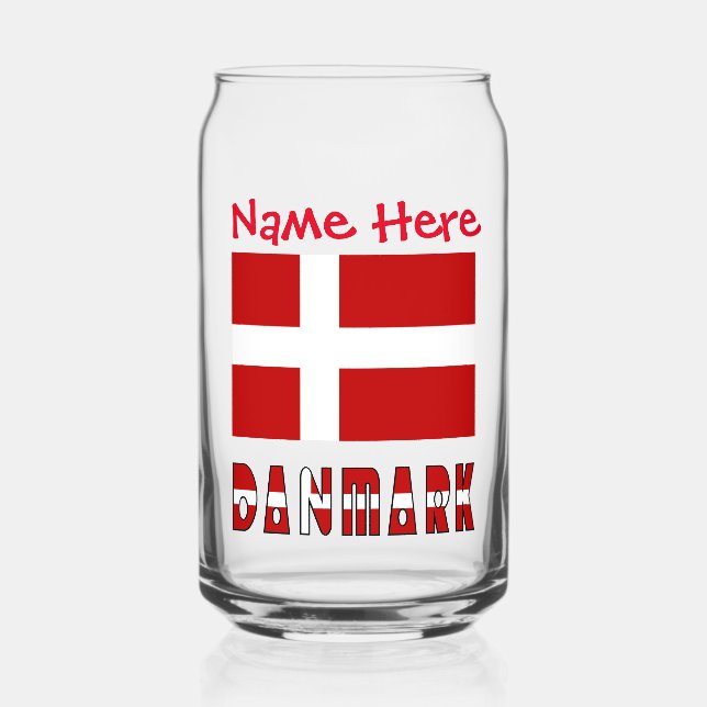 Danmark Dannebrog Flag Red Personalisation  Can Glass (Front)