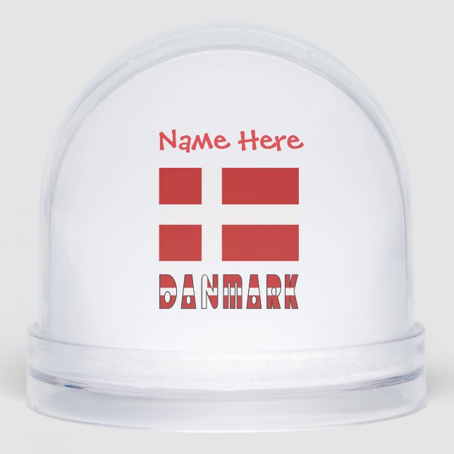 Danmark Dannebrog Red Personalised  Snowglobe (Front)