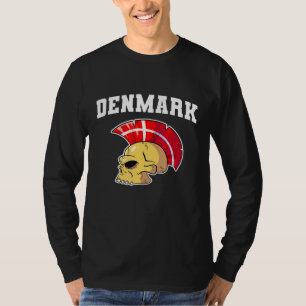 Danmark Flag Mohawk Skull National Denmark Team Su T-Shirt