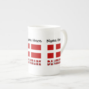 Danmark og Dannebrog Personalised  Bone China Mug
