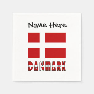 Danmark og Dannebrog Personalised Name Paper Napkin
