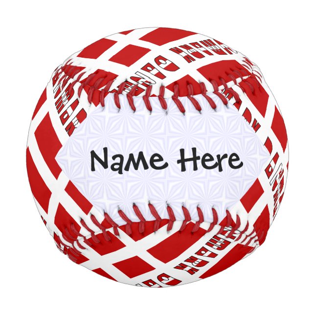 Danmark óg Dannebrog Tiled Personalised  Baseball (Front)