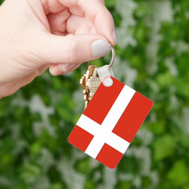 Dannebrog; The Official Flag of Denmark Key Ring (Hand)