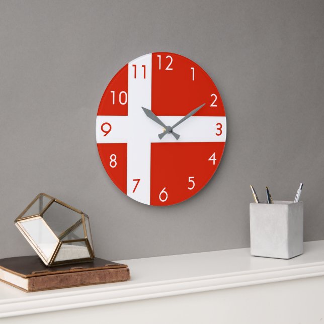 Dannebrog; The Official Flag of Denmark Large Clock (Office)