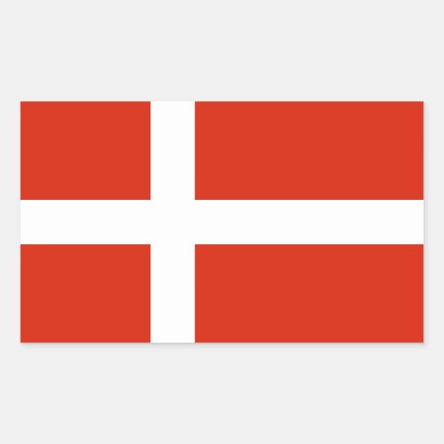 Dannebrog; The Official Flag of Denmark Rectangular Sticker (Front)