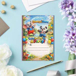 Danny and Dave whimsical Safari party kids birthda Acrylic Invitations