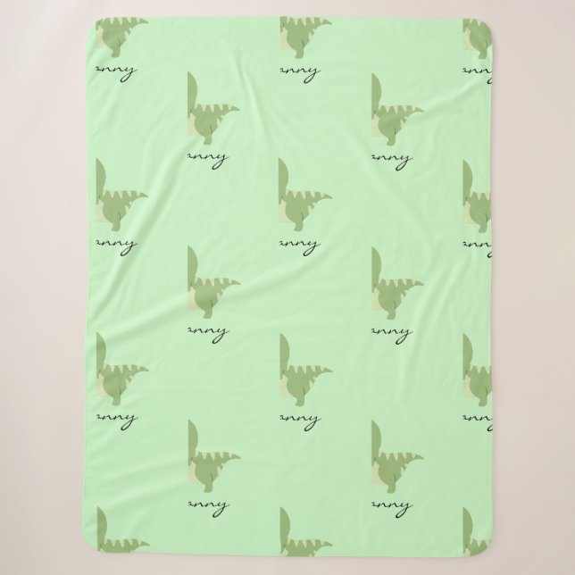 Danny Custom Name Blanket Boys Green Dinosaur  (Front)
