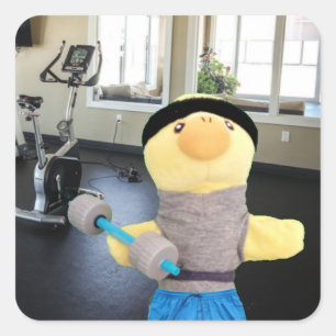 Danny Duck in the gym Square Sticker