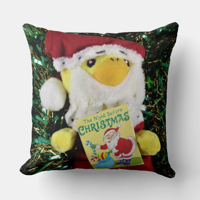 Danny Duck Santa Christmas Throw Pillow (Front)